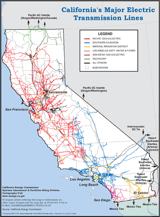 California&#039;s Major Electric Transmission Lines