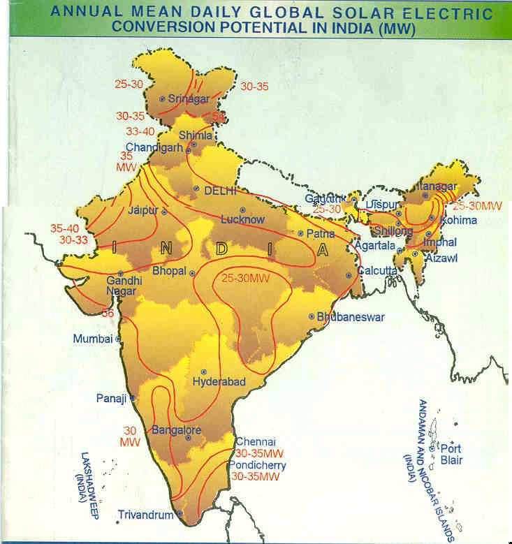 India Annual Mean Daily Global Solar Electric Conversion in India