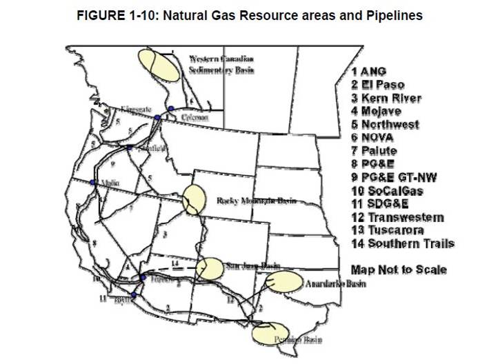 Natural Gas Resource Areas and Pipelines