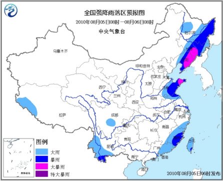 Heavy Rainfall and Various Levels of Rainstorms in China