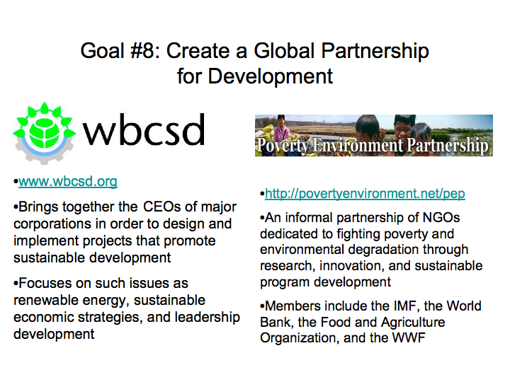 Organizations Working to Create a Global Partnership for Development