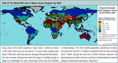 Projected Renewable Water Supply per Person by River Basin 2025